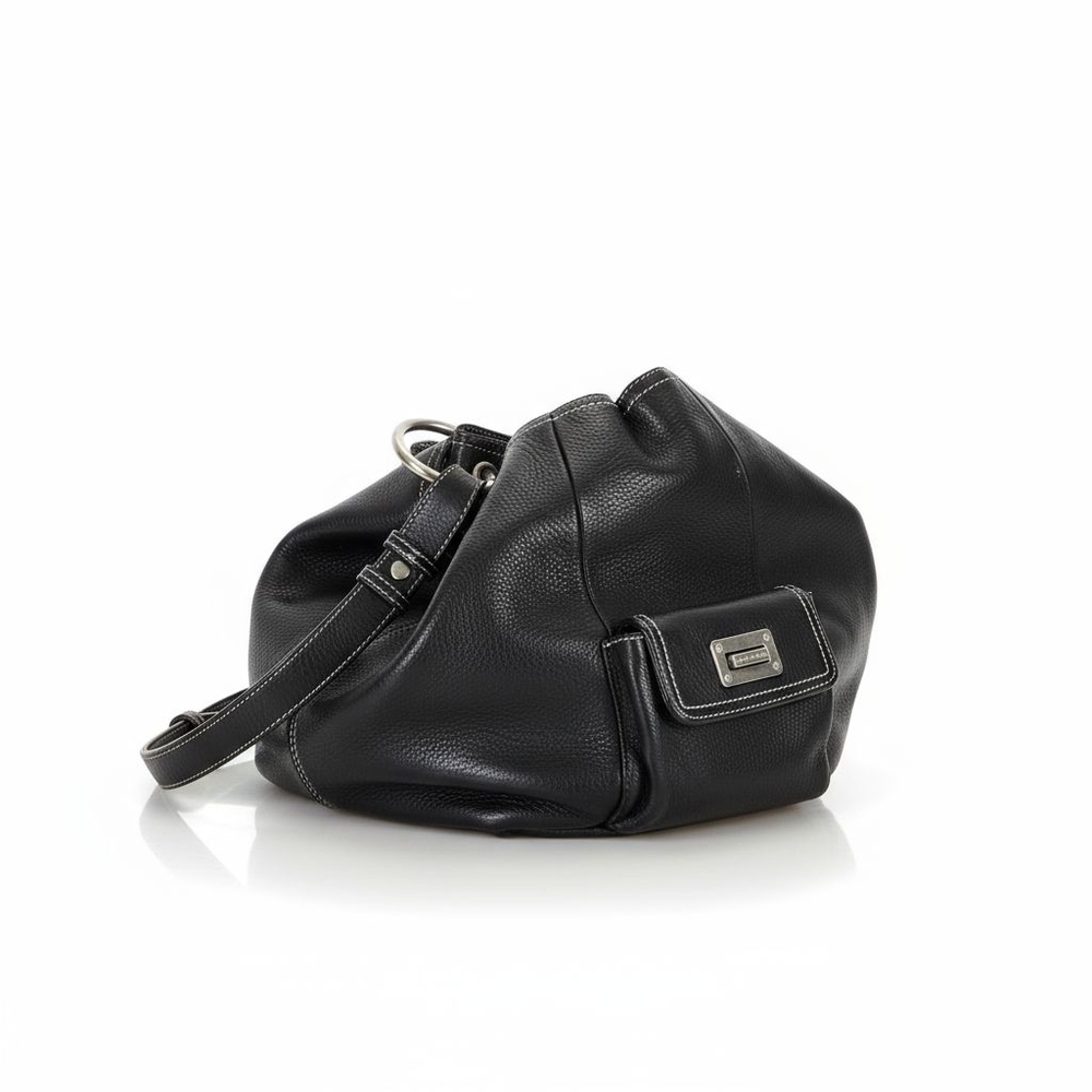 Ralph Lauren Black Pebbled Leather Shoulder Bag w/ Side Turn-Lock Pockets - Picture 3 of 15